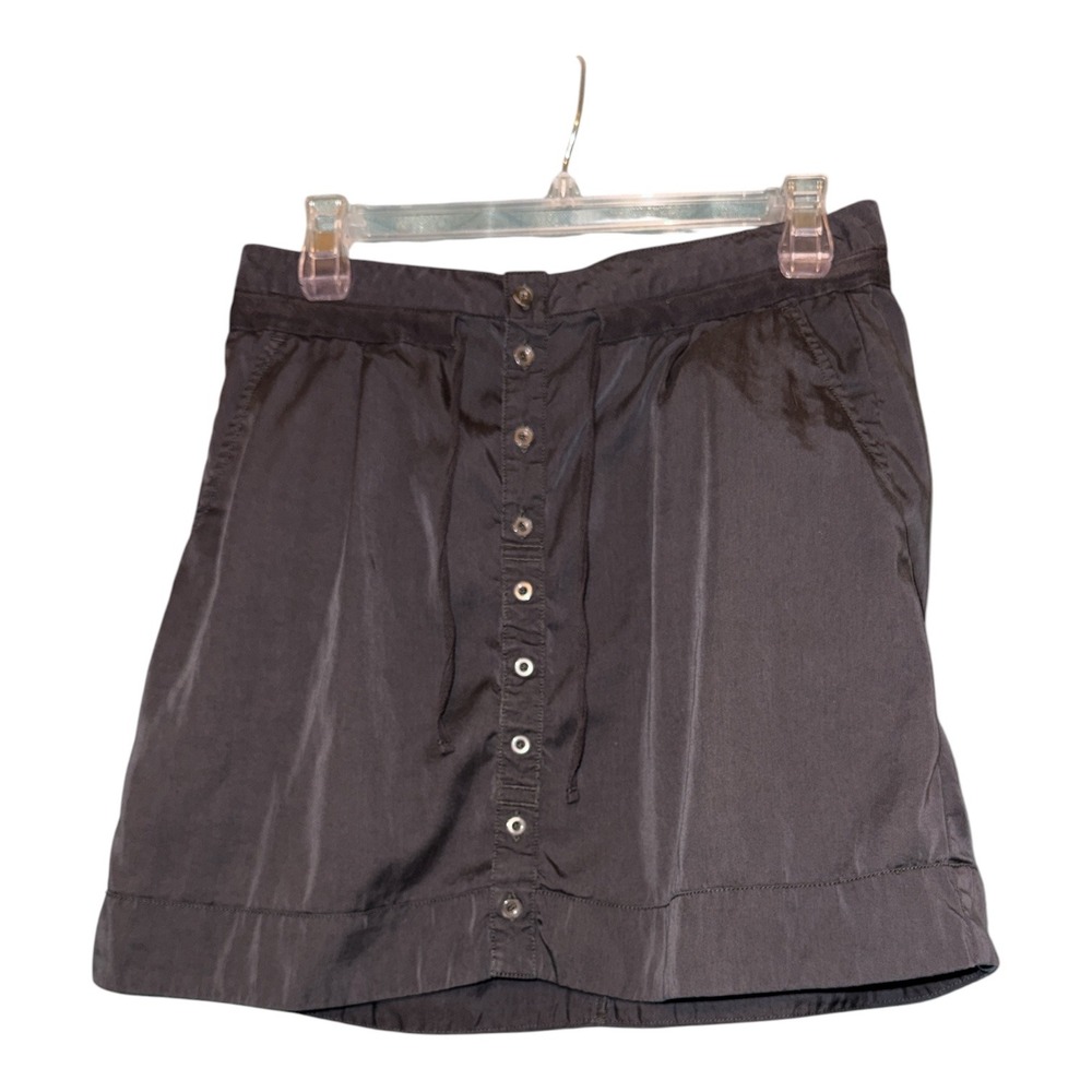 Lucy Mini Skirt Active Black Tencel Blend Button Front Drawstring Small Travel
